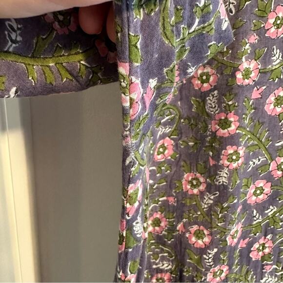 Emerson Fry India Collection Blue Green Pink Cotton Maxi Dress Medium - Picture 8 of 16